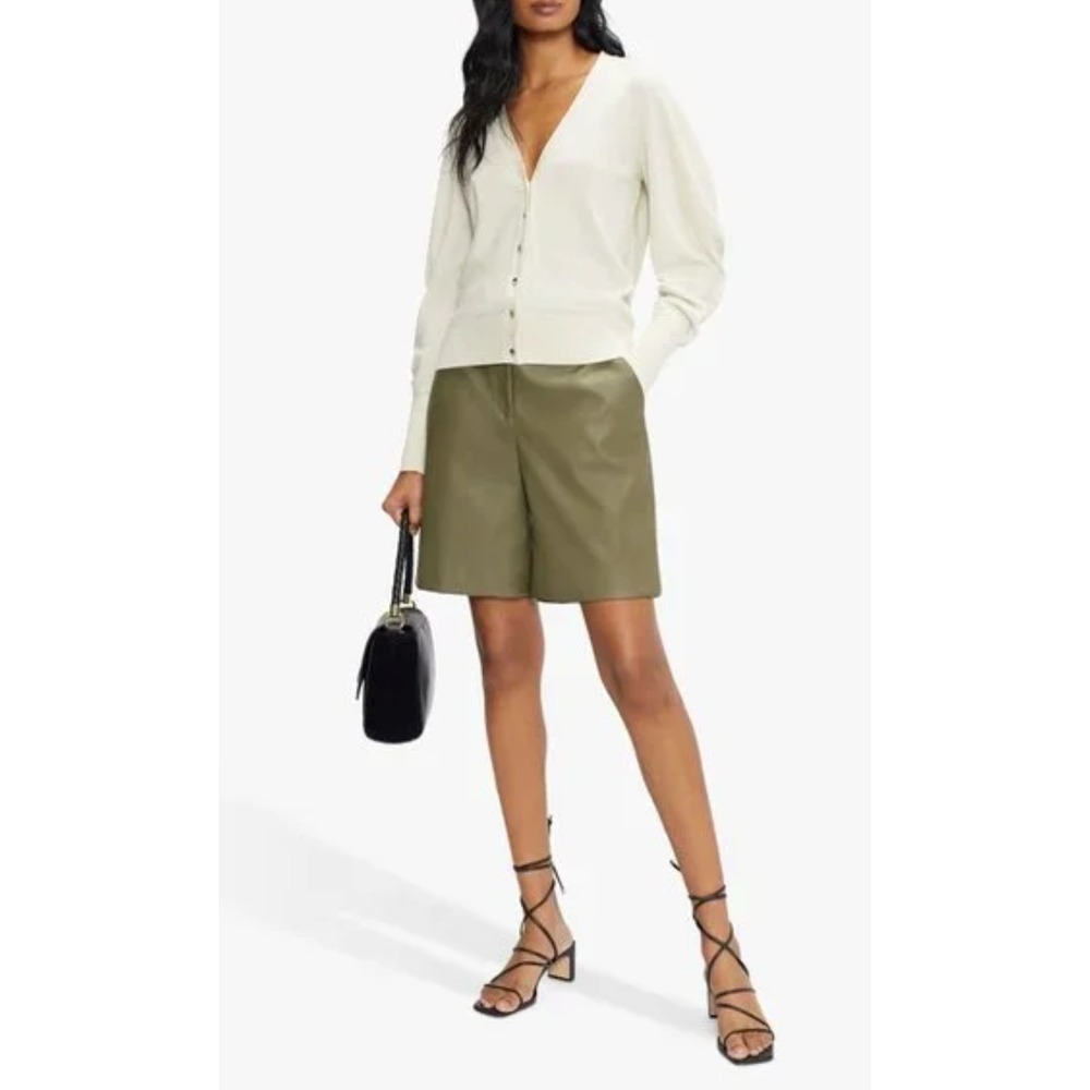 Ted Baker Ivory V-Neck Cardigan Extreme Sleeve Wool Cashmere Size 1 S Chic